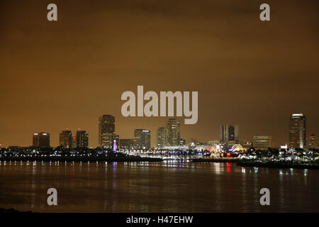 The USA, California, Los Angeles, Long Beach, skyline, evening, Stock Photo