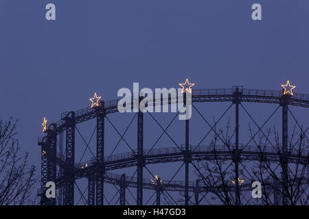 Germany, Berlin, gasometer, Berlin-Schöneberg, stars of Bethlehem, Stock Photo