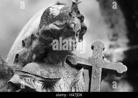 grave yard, grave, statue, angels, s/w, Stock Photo