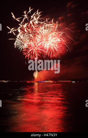 Berlin, Wannsee, beach swimming area, fireworks, Stock Photo