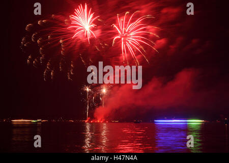 Berlin, Wannsee, beach swimming area, fireworks, Stock Photo