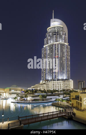 Luxury hotel THE ADDRESS, Souk Al Bahar, Downtown Dubai, Dubai, United Arab Emirates, Stock Photo