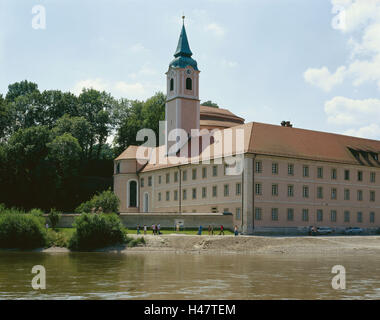 Germany, Lower Bavaria, cloister world castle, the Danube, Bavarians, cloister, Benedictine's cloister, abbey church, architecture, place of interest, destination, tourism, icon, faith, religion, Stock Photo