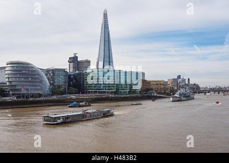 London skyline with City Hall and the Shard skyscraper in London England United Kingdom UK Stock Photo