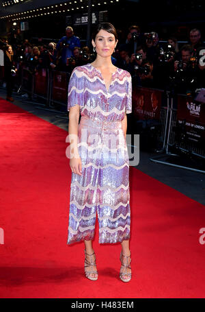 Gemma Arterton attending the 60th BFI London Film Festival screening of Their Finest held at Odeon Cinema in Leicester Square, London. PRESS ASSOCIATION Photo. Picture date: Thursday October 13, 2016. See PA Story SHOWBIZ Finest. Photo credit should read: Ian West/PA Wire Stock Photo