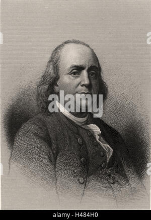 Benjamin Franklin (1706-1790), American statesman, printer and scientist Stock Photo