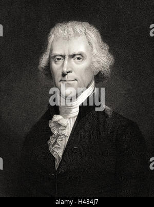 Thomas Jefferson (1743-1826) 3rd president of the USA Stock Photo
