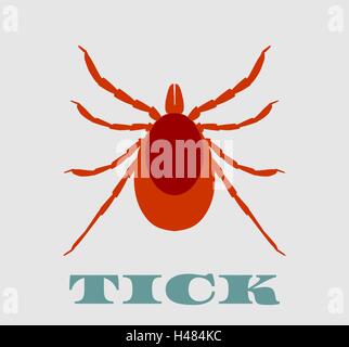 Silhouette of Tick parasite. Sketch of Mite. Isolated on white background. Stock Vector