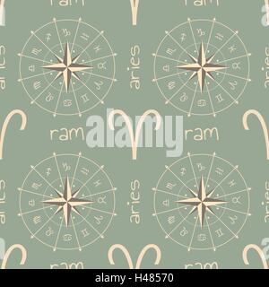 Astrology sign Ram. Seamless pattern Stock Vector