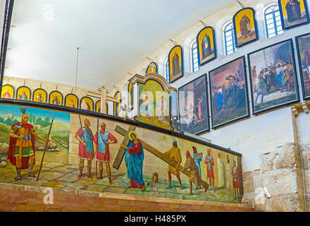 The Russian Excavations located inside of the Orthodox church of Alexander Nevsky, Jerusalem Israel Stock Photo