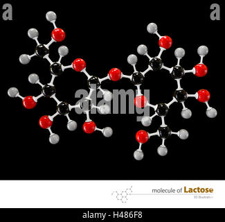 3d Illustration of Lactose Molecule isolated black background Stock Photo