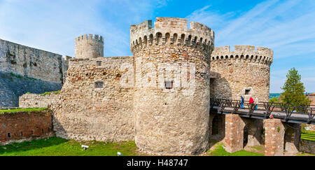 Panorama of Zindan Gates, located between two round towers of the old fortress, Belgrade