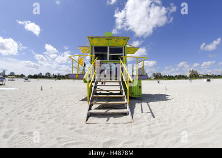 Beach lifeguard tower '12 ST', in Art Deco style, Atlantic Ocean, Miami South Beach, Art Deco District, Florida, USA,