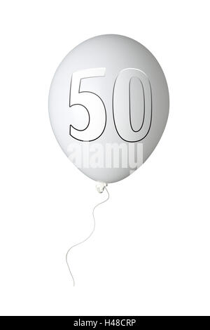 Balloon, white, Fifty, [M], Stock Photo