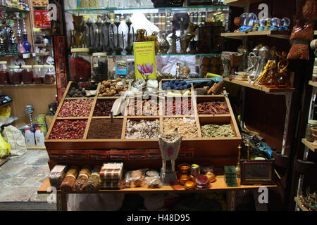 United Arab Emirates, Dubai, souvenir business, spices, town, destination, place of interest, tourism, souvenirs, business, loading, sales, trade, small present, memory, inside, Old Town, smoked opus, Stock Photo
