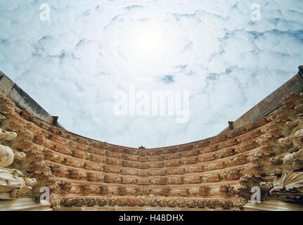 Church porch, cloudy sky, detail, church, Stock Photo