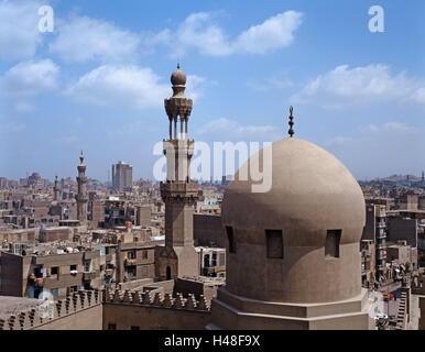 Egypt, Cairo, Ibn Tulun mosque, town overview, no property release, town, Old Town, Amr mosque, mosque, dome, towers, minarets, faith, religion, Islam, structure, architecture, tourism, place of interest, Stock Photo