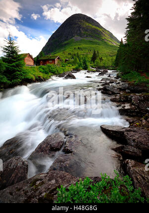 Fast flowing stream of the Troll Road Stock Photo