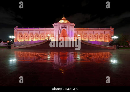 Colourful illumination, projection, Sharjah Light Festival, cultural palace, Cultural Palace, Cultural Square, Emirate of Sharjah, United Arab Emirates, Arabian Peninsula, the Middle East, Asia, Stock Photo