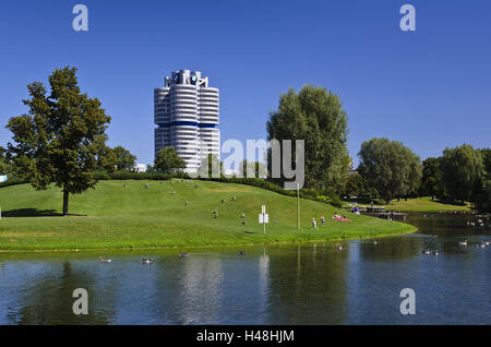 Germany, Bavaria, Upper Bavaria, Munich, Olympic Park, the Olympic, BMW skyscraper, Stock Photo