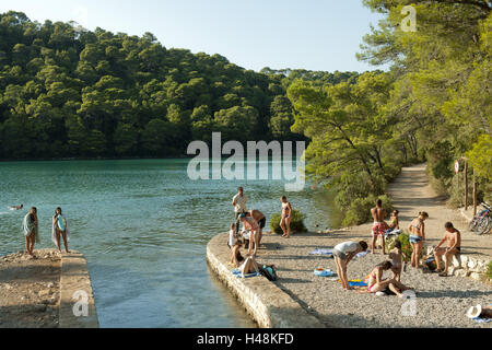 Croatia, Dalmatia, island Mljet, national park, Mali fruit juice, small bridge in the Soline channel, Stock Photo