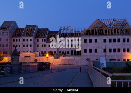 Germany, Saxony, Görlitz, neighbouring town Zgorzelec, waterside promenade, new buildings under construction, Stock Photo