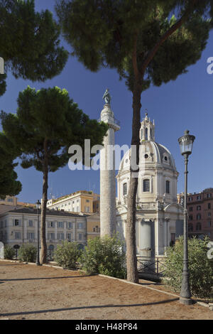 Trajanssäule, church SS. Nome Tu Maria, Rome, Lazio, Italy, Stock Photo