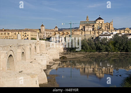 Spain, Cordoba, Roman bridge, Puente Romano, Old Town, 'Palacio de Congresos y Exposiciones', Stock Photo