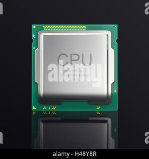 3d illustration modern multicore CPU on black background Stock Photo