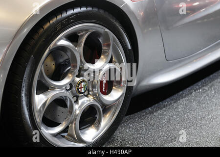 Detail, front wheel, wheel rim, design, Alfa Romeo, International Motor Show, Internationale Automobilausstellung IAA 2011, Frankfurt on the Main, Stock Photo