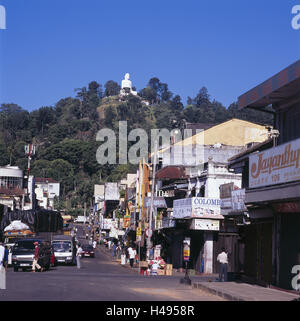 Sri Lanka, Kandy, town view, hill, Bahiravakanda Buddha, Stock Photo