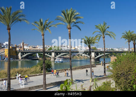 Spain, Andalusia, Seville, Rio Guadalquivir, promenade, Stock Photo