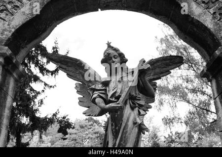 grave yard, grave, statue, angels, s/w, Stock Photo