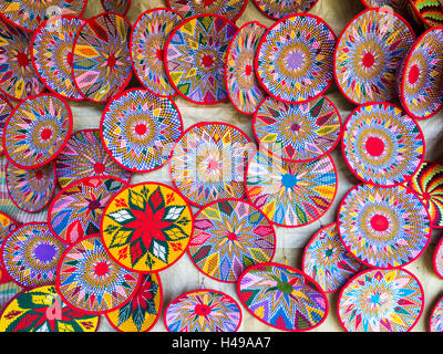 Traditional Ethiopian handmade Habesha baskets sold in Axum, Ethiopia. Stock Photo