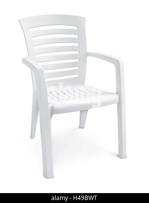 Empty white plastic chair isolated on white Stock Photo