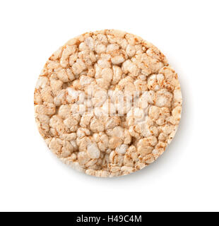 Top view of puffed whole grain crispbread isolated on white Stock Photo