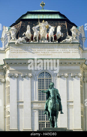 Austria, Vienna, space Josefs, bleed monument emperor Josef II in front of the national library, Stock Photo