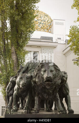 Austria, Vienna, in front of the building the Secession, the bronze statue Marcus Antonius von Arthur Strasser, Stock Photo