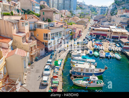 Vallon des Auffes is a small fishing community located in historic part of Marseille Stock Photo