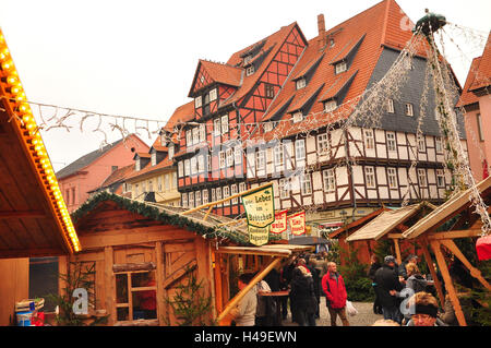 Germany, Saxony-Anhalt, Quedlinburg, Christmas fair, in the market, Stock Photo