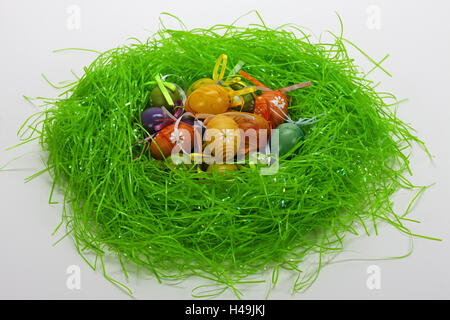 Easter, decoration, Easter nest, green, artificially, Easter eggs, Stock Photo