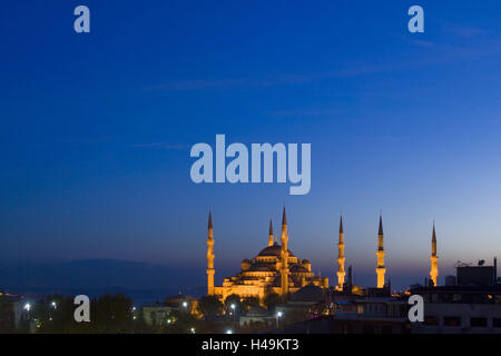 Turkey, Istanbul, sultan's Ahmed's mosque became you is one few mosques the world with six minarets, Stock Photo