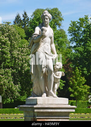 Germany, Upper Bavaria, Munich, castle nymph castle, park, sculpture Aphrodite and Cupid, Stock Photo