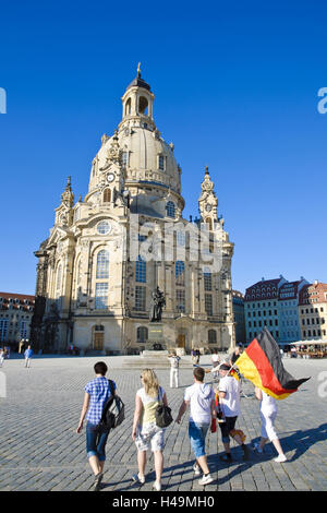 New market and Church of Our Lady, Dresden, Saxon, Germany,
