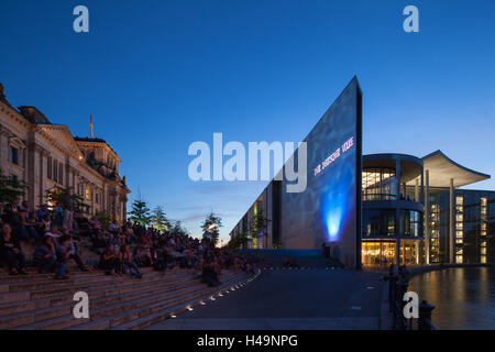 Germany, Berlin, Reichstag, video installation and light show: 'To The German people of...', in 2012, Stock Photo