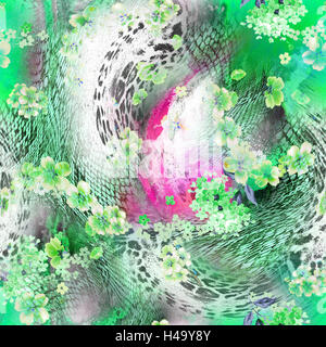 texture of print fabric striped zebra and leopard for background Stock Photo