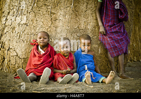 Africa, East Africa, Tanzania, Lake Natron, Maasai, children, Stock Photo