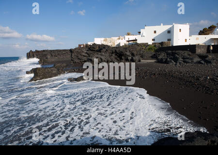 Italy, Sicily, island Stromboli, volcano island, lava beach, principal place Stromboli, Stock Photo