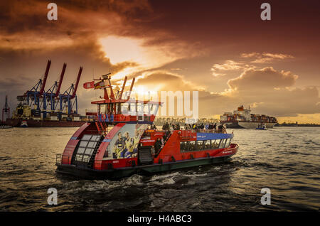 Germany, Hamburg, Elbe, harbour, harbour ferry, HADAG, Stock Photo