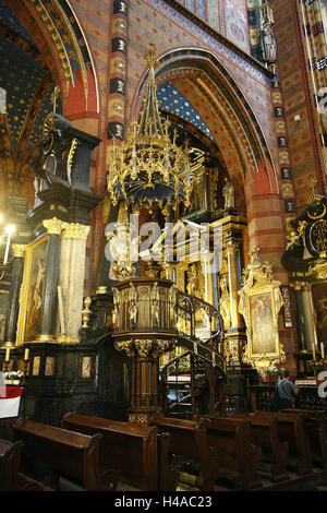 Poland, Galicia, Cracow, Marien's church, Gothic, interior view, Stock Photo